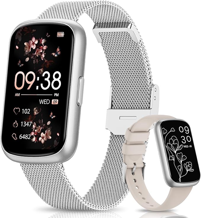 Slim Fitness Tracker, Smart Watches for Men/Women with Heart Rate/Blood Oxygen/Sleep Monitor, IP68 Waterproof Activity Trackers and Smart Watch for Phones with Step Tracker, Pedometer for Women Men