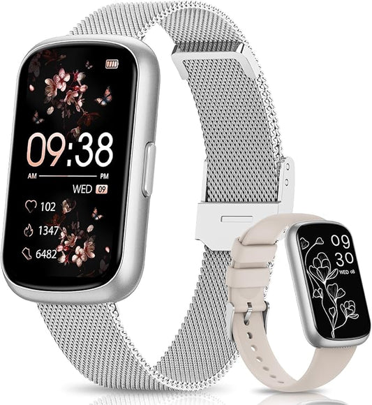 Slim Fitness Tracker, Smart Watches for Men/Women with Heart Rate/Blood Oxygen/Sleep Monitor, IP68 Waterproof Activity Trackers and Smart Watch for Phones with Step Tracker, Pedometer for Women Men