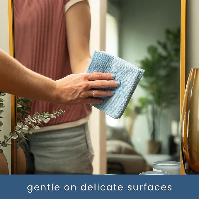 S&T INC. 150 Pack Microfiber Cleaning Cloth, Bulk Towels for Home, Reusable Microfiber Towels for Cars, Cleaning Rags, Light Blue, 11.5 Inches x 11.5 Inches, 150 Count