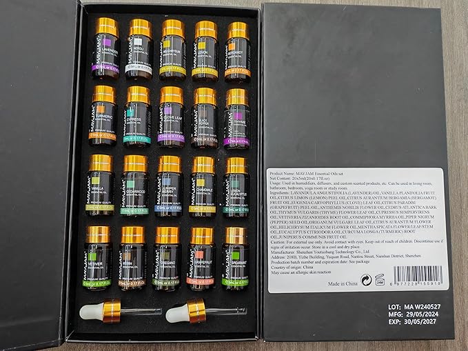 20x5ML Essential Oil Gift Set, Pure Essential Oils for Diffusers for Home, Long Lasting Scented Oil for Soap Candle Making