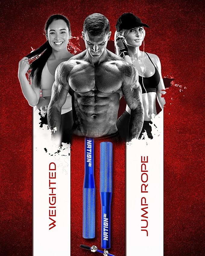 WOD Nation Adjustable Jump Rope - Blue, 10 ft Adjustable Length - High-Speed Cable Skipping Rope with Smooth 360° Rotation - Aluminum Grip Handles for Boxing & HIIT Fitness