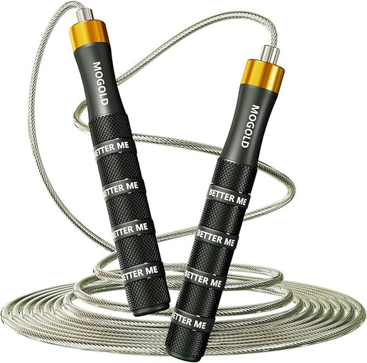 Pro Adjustable Speed Jump Rope - 10ft 4mm PVC Steel Wire with Dual Ball Bearings & 360° Spin - Metal/Rubber Ergonomic Grips for CrossFit, HIIT, Weight Loss, Home Gym Workouts for Men & Women