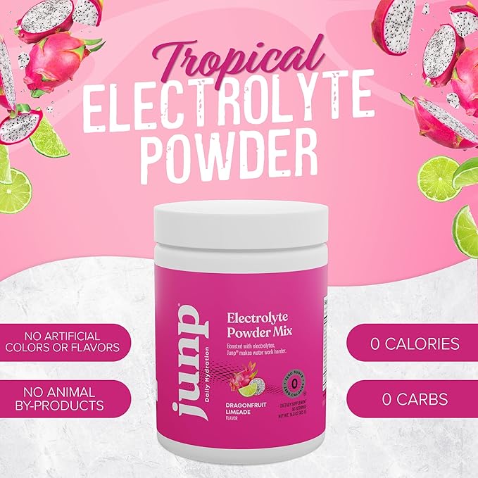 JUNP Electrolytes Powder No Sugar No Carbs - Dragonfruit Limeade Keto Electrolyte Drink Mix - Potassium & Salt Hydration Powder Electrolytes Zero Calorie Sugar Free Electrolyte Powder, 90 Servings