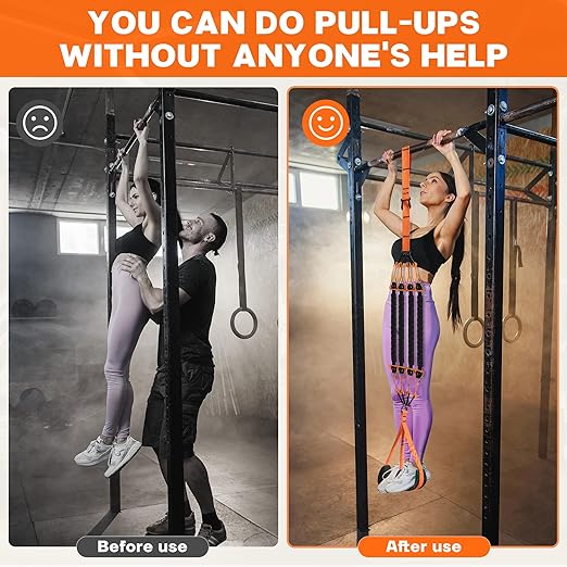 Pull Up Assistance Bands - Adjustable Heavy Duty Pull Up Assist Workout Bands for Men, Women, and Seniors - Resistance Bands for Pull Ups - Pull Up Bar Accessories (Orange)