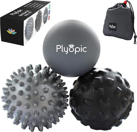 Plyopic. Massage Ball Set – for Deep Tissue Muscle Massage, Myofascial Release, Trigger Points, Mobility, Plantar Fasciitis - Eliminate Muscle Tension & Tightness in Your Back Neck Foot