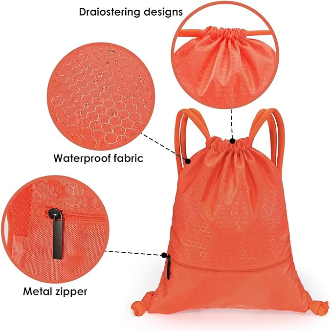 GAENMESH Drawstring Backpack Bag for Sports Lightweight Foldable Gym Bag with Sturdy Draw Cord Shoulder Strap Hiking Travel Camping