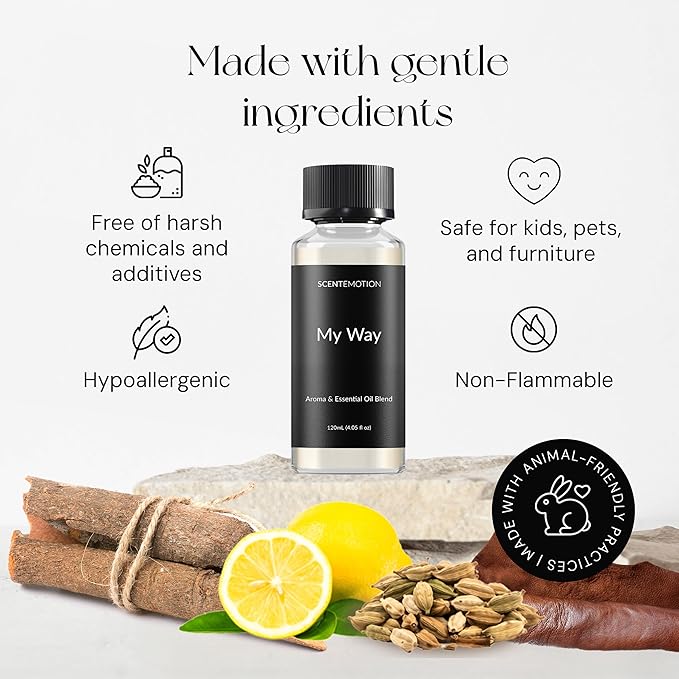 My Way Diffuser Oil Inspired by The 1 Miami Beach Scent, Scent Diffuser Oil with Notes of Cardamom, Leather, Lemon & Iris, Aromatherapy Fragrance, Essential Oil Blend | 120ml, 4.05 fl oz