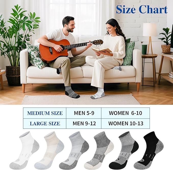 Diabetic Socks for Men,6 Pairs Ankle Mens Diabetic Socks,Diabetic Neuropathy Socks for Men 9-12