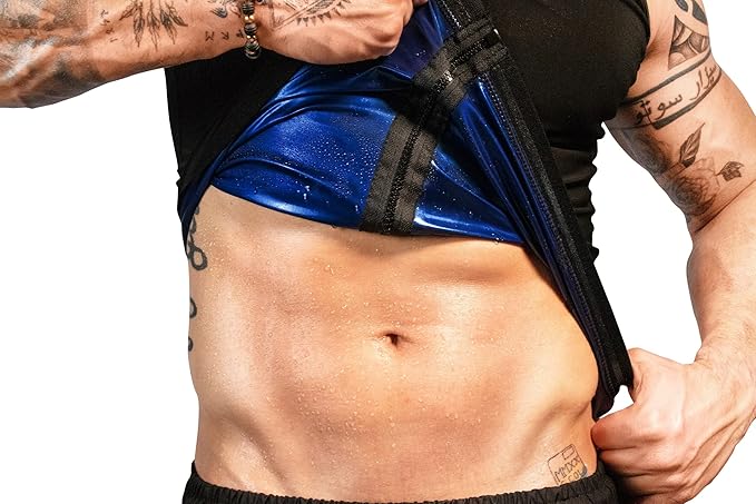 FUXERT Men's Sauna Vest Workout Sweat Tank Top Waist Trainer for Men Compression Sweat Enhancing Vest