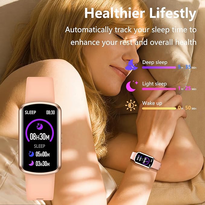 Health Fitness Tracker, Smart Watch with 24/7 Heart Rate and Blood Pressure Monitor, Activity Tracker with Blood Oxygen, 120 Sport Mode Waterproof Sleep Tracker for Women Men (Pink)