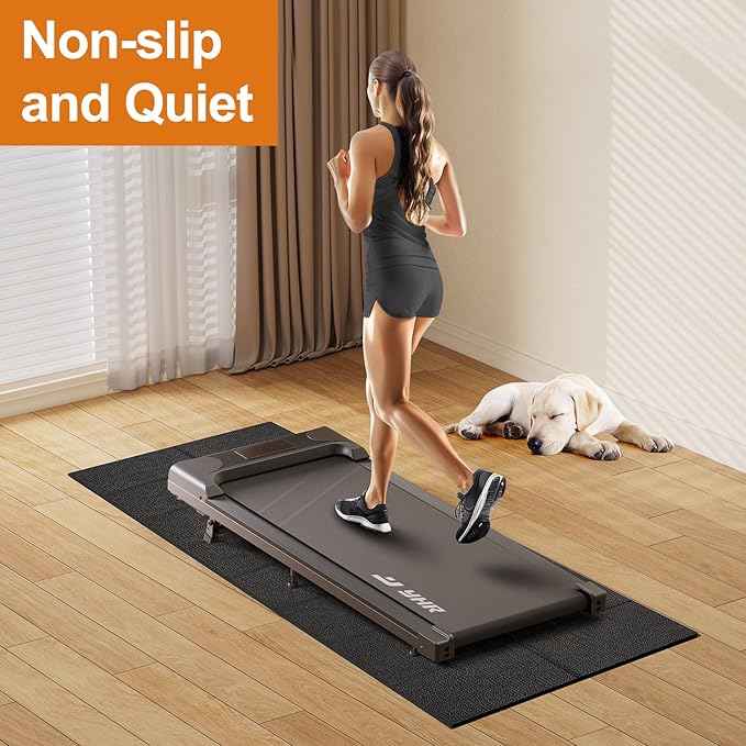 HOVSCO Foldable Treadmill Mat Non-Slip Exercise Bike Mat, 1/4" Thick, 30"x63" Waterproof Walking Pad for Carpet, Hardwood Floors, Workout, Indoor Bikes, Fitness Equipment, Home Yoga