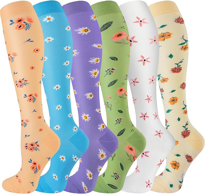 bropite Halloween Compression Socks for Women & Men-Pumpkin Ghost 6 Pairs 20-30mmhg Support Running Nurse Travel