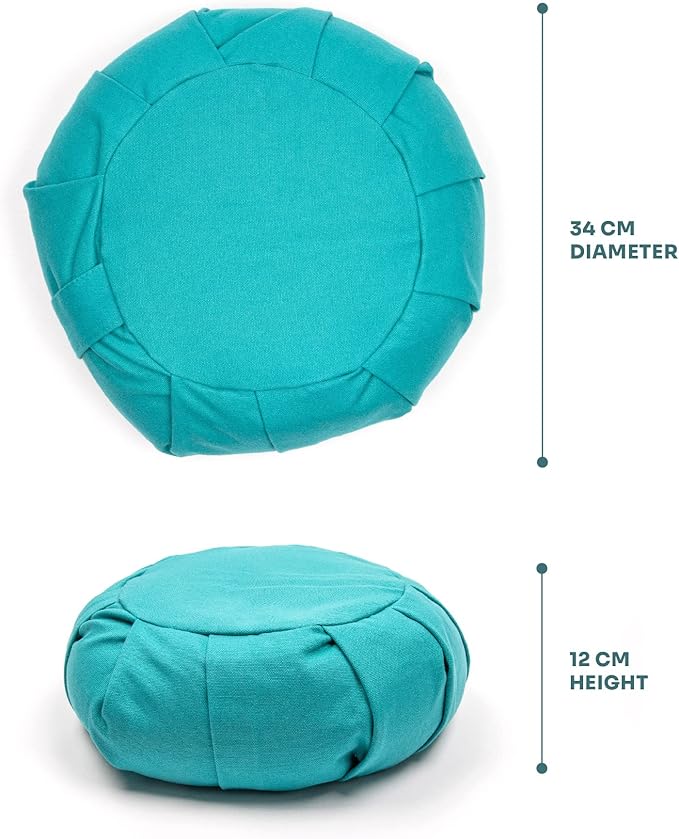 Myga Zafu Yoga Meditation Cushion with Washable Cover - Floor Cushion Pillow with Natural Buckwheat Filling - Soft Round Cotton Design for Meditating or Pranayama Exercises