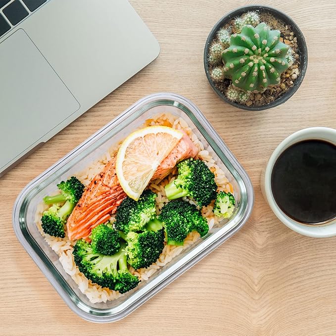 5 Pieces Glass Food Storage Containers with Bamboo Lids 36 Oz/ 1040 ml Meal Prep Containers Airtight Microwave Oven Freezer Glass Bowls with Lids for Pantry Cabinet Organizer