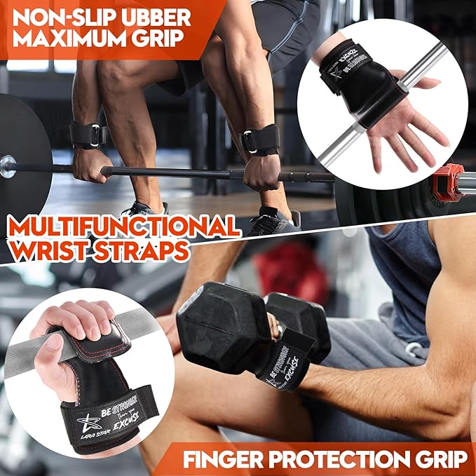LARA STAR Weight Lifting Wrist Straps for Maximum Grip Support,Lifting Strap for Weightlifting, Gym Grips Hook for Deadlifts, Powerlifting, Heavy Shrug Women/Men