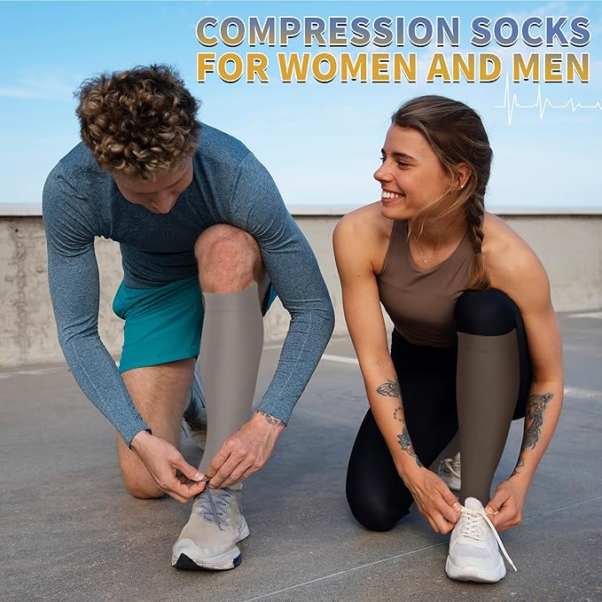 Graduated Copper Compression Socks for Men & Women Circulation 8 Pairs 15-20mmHg - Best for Running Athletic Cycling