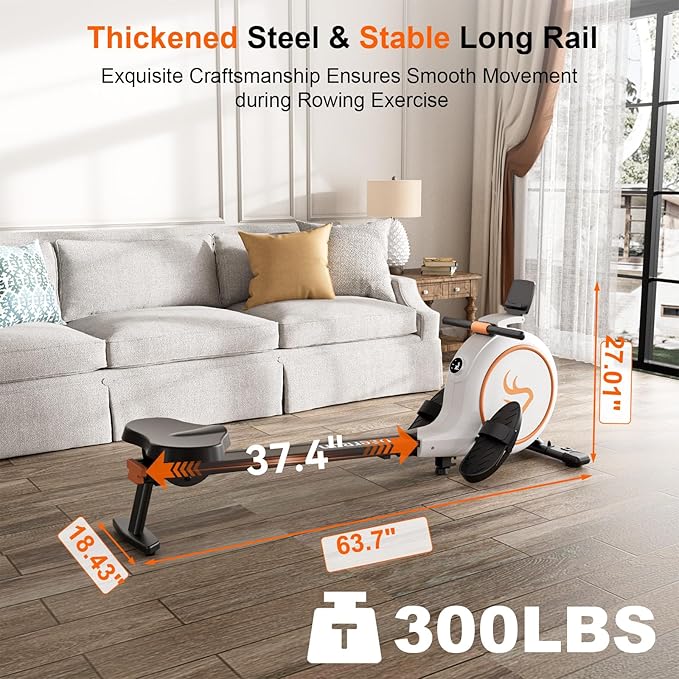 DeerRun Rowing Machines for Home, 32 Levels of Quiet Resistance Magnetic Rowing Machine, 300LBS Capacity, Row Machine with LED Monitor & Comfortable Seat, Bluetooth, App Supported and Tablet Holder