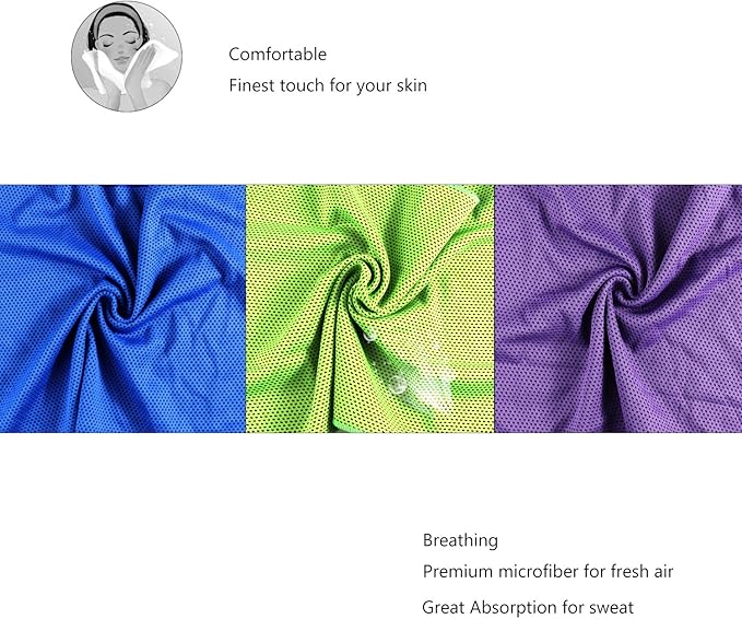 Biange Cooling Towels (40"x 12", Pack of 60) for Neck and Face, Cold Towel for Hot Weather, Sports, Workout, Fitness, Gym, Yoga, Golf, Pilates, Travel, Camping & More