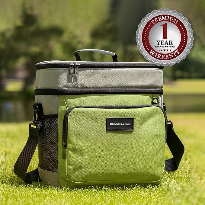 OVENTE Insulated Cooler Bag, Soft Lunch Bag for Men/Women with Leakproof Double Deck Compartment