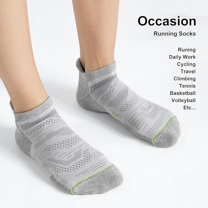 CS CELERSPORT 6 Pack Men's Running Ankle Socks with Cushion, Low Cut Athletic Sport Tab Socks