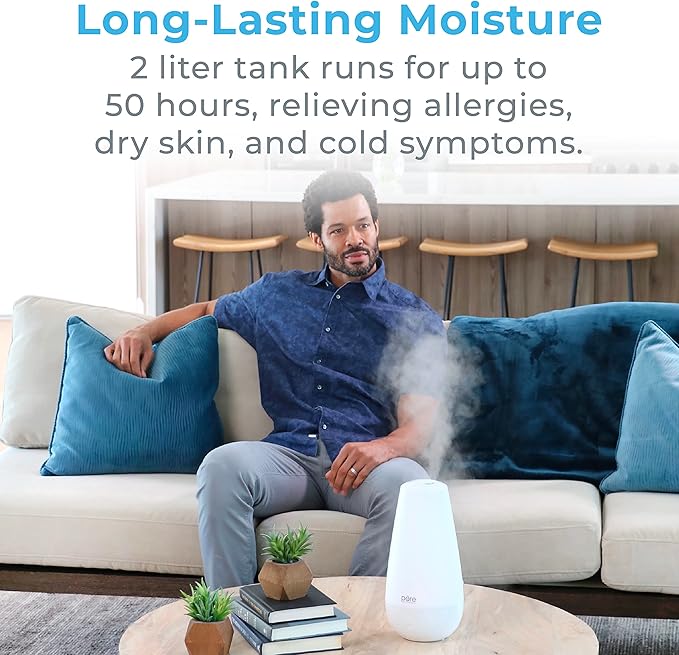 Pure Enrichment PureSpa XL 3-in-1 Cool Mist Humidifier, Essential Oil Diffuser & Mood Light - 2L Tank Provides Powerful Mist Coverage up to 350 sq ft in Bedroom, Office & Large Rooms