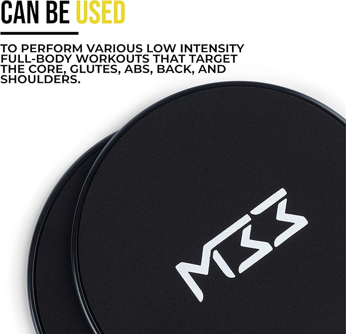 Core Sliders Black - Dual Sided Workout Gliding Discs for Core Exercise and Strengthening - Light and Portable Core Workout Equipment - Applicable for Most Floor Surfaces