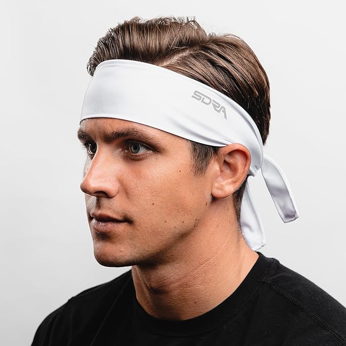 Suddora Tie Headband, Unisex Fabric Sweatband, Moisture Wicking Performance Blend Fabric, Head Tie for Karate, Running, Cycling, Tennis, Cosplay for Ninja Halloween, One Size Fits All