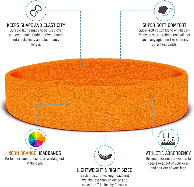 Suddora Sweatbands Set, Moisture Wicking 2 Wristbands and 1 Headband, Breathable Terry Cloth Athletic Bands for Basketball, Tennis, Yoga, Gym, Sweat Bands for Costumes and Cosplay