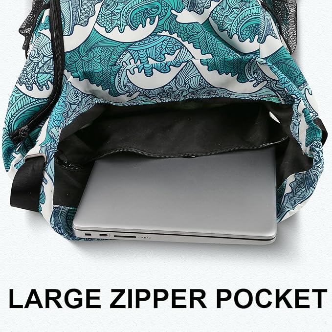 Drawstring Backpack with Mesh Pockets String Gym Bag Sackpack Sandproof Water Resistant Beach Backpack for Men Women