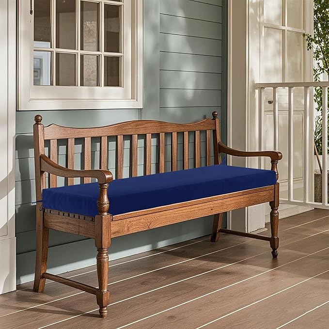 Outdoor Bench Cushion Waterproof 36"x14", Fade-Resistant Patio Furniture Replacement Pad with Ties - Also Fits Indoor Entryway Bench or Window Seat, Navy Blue