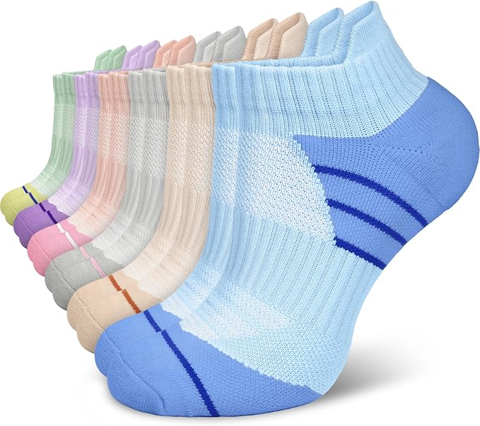 Cotton Ankle Compression Socks for Women 6 Pairs, Running Socks with Arch Support Plantar Fasciitis Athletic Sock