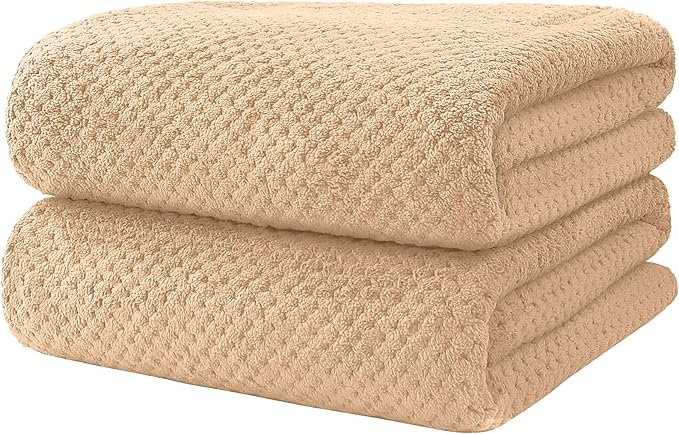 HOMEXCEL Bath Towels Pack of 2, (27 x 54 Inches) Microfiber Ultra Soft Highly Absorbent Bath Towel Set, Lightweight and Quick Drying Towels for Body, Sport, Yoga, SPA, Fitness, Brown