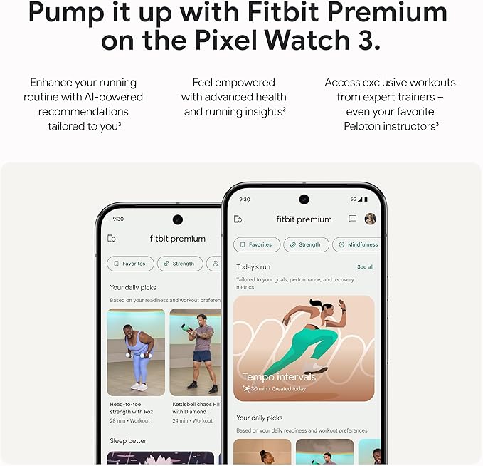 Google Pixel Watch 3 (41mm) 2024 Model - Android Smartwatch, Heart Rate Tracking, Fitbit Advanced Running, Fitness Insights, 24-Hour Battery - Champagne Gold Aluminum Case - Hazel Band - LTE