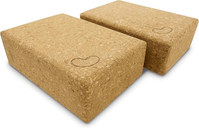 Bean Products Yoga Blocks, Standard & Large Sizes - Studio Grade, Non-Slip, Made from Eco Friendly Materials - 100% Natural Cork or Foam - Improves Stability & Alignment - Single Block or 2 Pack Sets