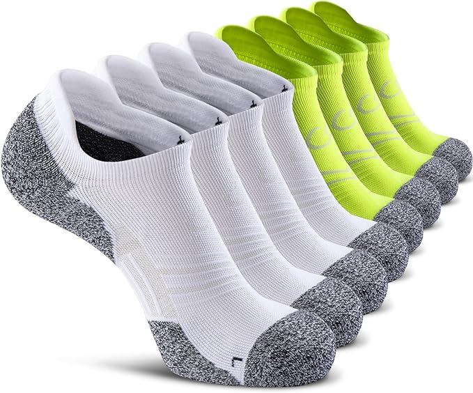 CWVLC No Show Sports Compression Socks for Men Women with Cushion (4/8 Pairs)