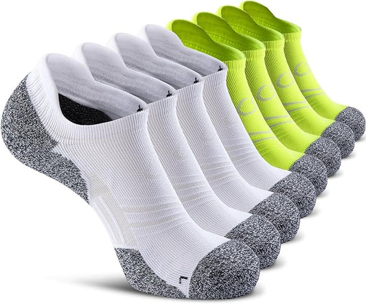 CWVLC No Show Sports Compression Socks for Men Women with Cushion (4/8 Pairs)