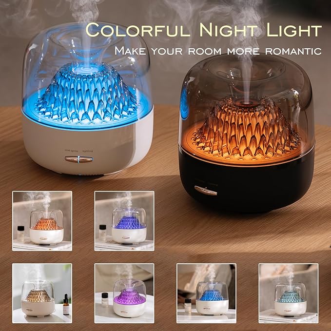 Essential Oil Diffuser,Portable Humidifier with Cool Mist, 7 Colors Night Light, and Auto Shut-Off,Perfect for Home, Office, and Yoga (White)