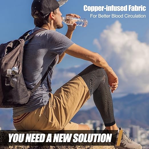 NEENCA Copper Compression Leg Sleeve, Ultra-thin Full Leg Sleeve with Copper Ions Infused Fabric for Knee Pain Relief, Muscle Recovery, Swelling, Inflammation, Promotes Circulation, Sports, Workout...