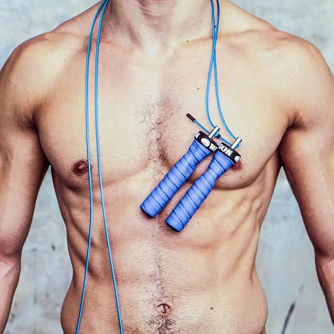 WOD Nation Attack Speed Jump Rope : Adjustable Jumping Ropes : Unique Two Cable Skipping Workout System : One Thick and One Light 11 Foot Cable : Perfect for Double Unders : Men and Women