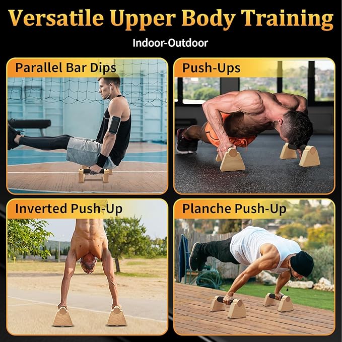 Parallettes Bars - Wooden Calisthenics Equipment for Handstand Training, Push Up Bars & Calisthenics Bar - Handstand Bars and Pushup Handles for Men
