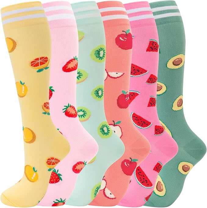 fenglaoda Compression Socks for Women Men Support Circulation 6 Pairs Socks For Nurse, Travel, Flight