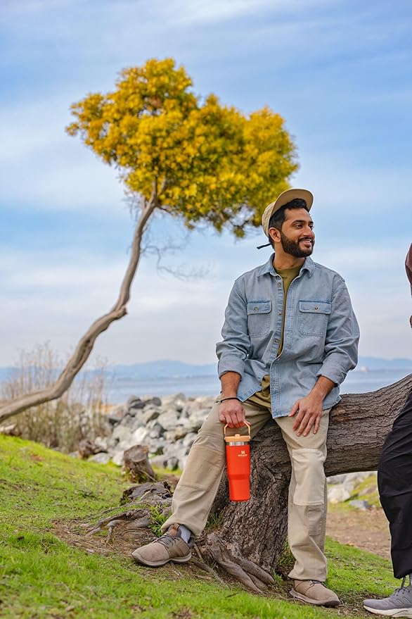 Stanley IceFlow Stainless Steel Tumbler with Straw - Vacuum Insulated Water Bottle for Home, Office or Car Reusable Cup with Straw Leak Resistant Flip Cold for 12 Hours or Iced for 2 Days (Tigerlily)