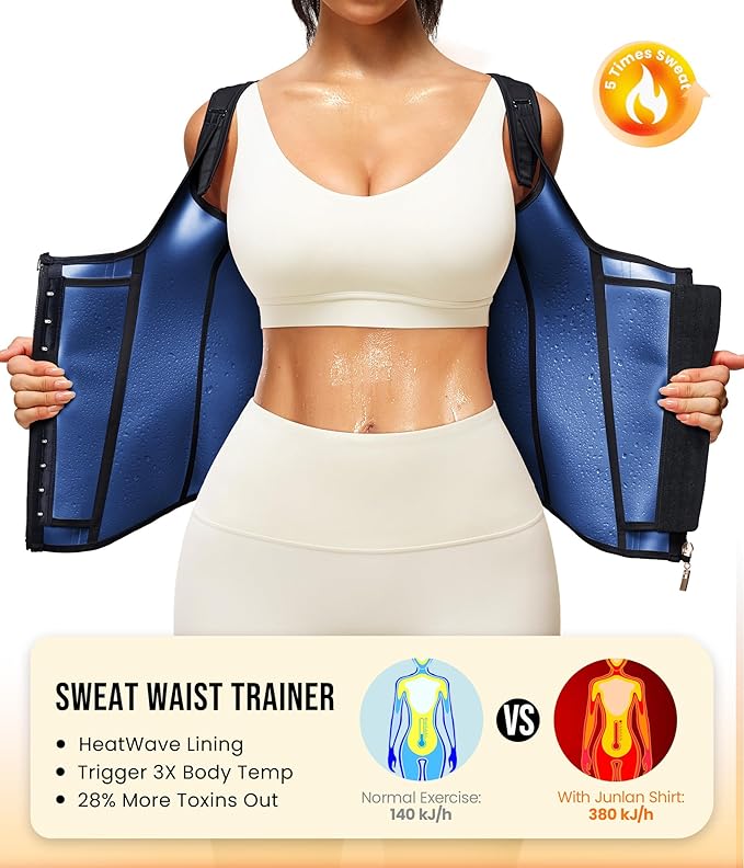 Junlan Waist Trainer for Women - Sauna Suit Sweat Vest for Working Out