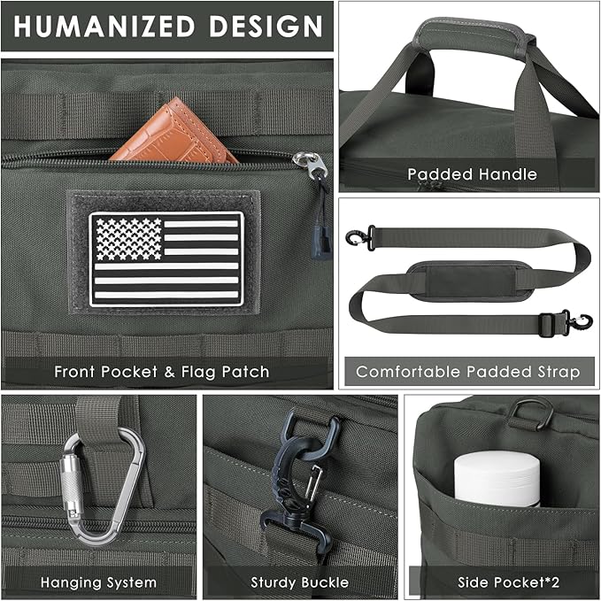 ETRONIK Travel Bag for Men Women, Gym Bag & Tactical Duffle Bags for Travel, Carry on with Toiletry Bag and Shoe Compartment, Weekender Overnight Trip with Wet Pocket for Workout Medical, Gray