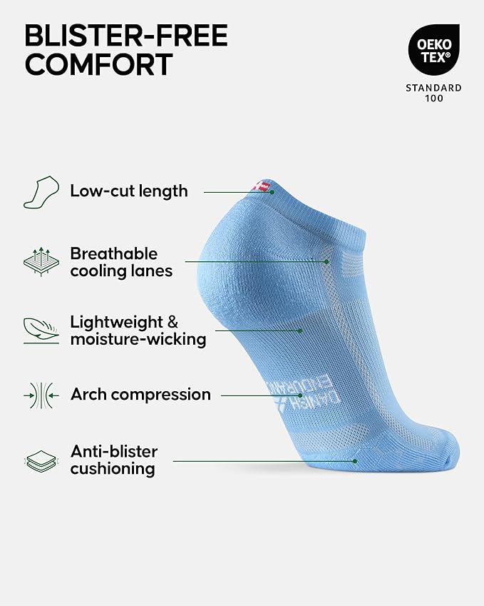 DANISH ENDURANCE Ultra-Comfort Ankle Running Socks - 3 or 5 Pack