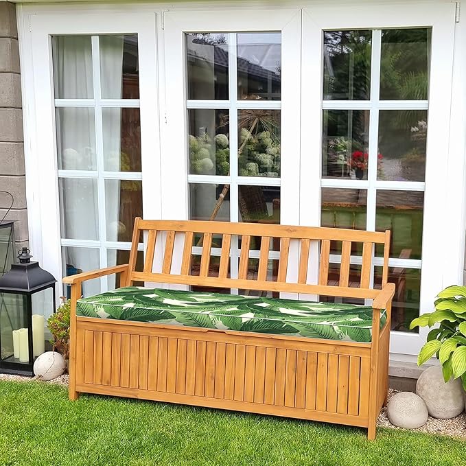 Outdoor Bench Cushion, Patio Furniture Cushion 42 x 18 x 3 Inch, Water Resistant Garden Sofa Swing Pad Settee Loveseat Couch Replacement Cushion, 1 Pack, Swaying Palms Green