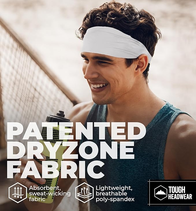Tough Headwear Sport Headbands for Men - Workout Headbands for Women - Running Headband -Tennis Athletic Sweatband