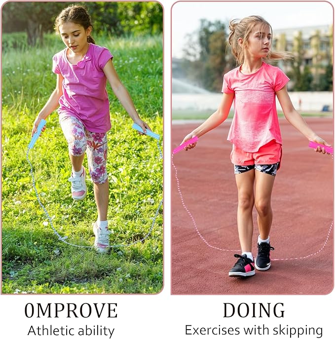 40 Pack Jump Rope for Kids Stripe Ropes with Plastic Handles 7.6 Feet Nylon Jumping Rope Adjustable Weighted Braided Fitness Skipping Rope for Outdoor Exercise Sport Party Equipment, Assorted Colors