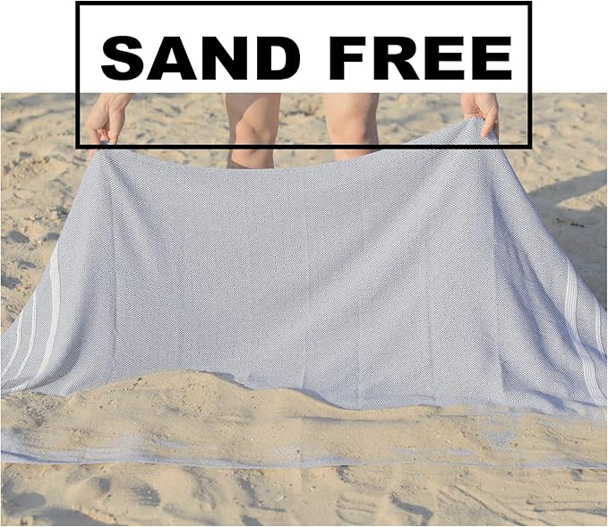 2 Packs Cotton Turkish Beach Towels Quick Dry Sand Free Soft Absorbent Extra Large Xl Big Blanket Adult Oversized Bath Pool Swim Towel Thin Lightweight Sandless Fast Drying Compact No Sand Packable