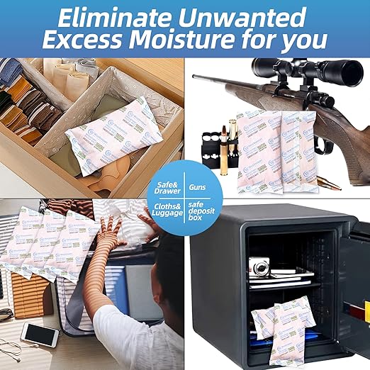 200 Gram [50 Packs] Silica Gel Desiccant Packets with Orange Indicating Beads, Rechargeable Silica Packs, Moisture Absorbers for 3D Printer Filament Gun Safe Camera Electronics Equipment